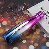 EDSG Isolierflasche mit personalisierbarer Gravur, Edelstahl, doppelwandige Trinkflasche, hält 12 Stunden heiß und 24 Stunden kalt, 500 ml, Vakuumflasche (Pink zu Silber zu Blau)