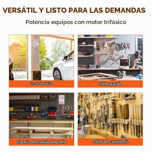 Convertidor Monofásico a Trifásico de 5 Caballos de Fuerza, Convertidor de Fase Digital para Conversión de Energía de Equipos de Motor para Herramientas de Garaje y Maquinaria de