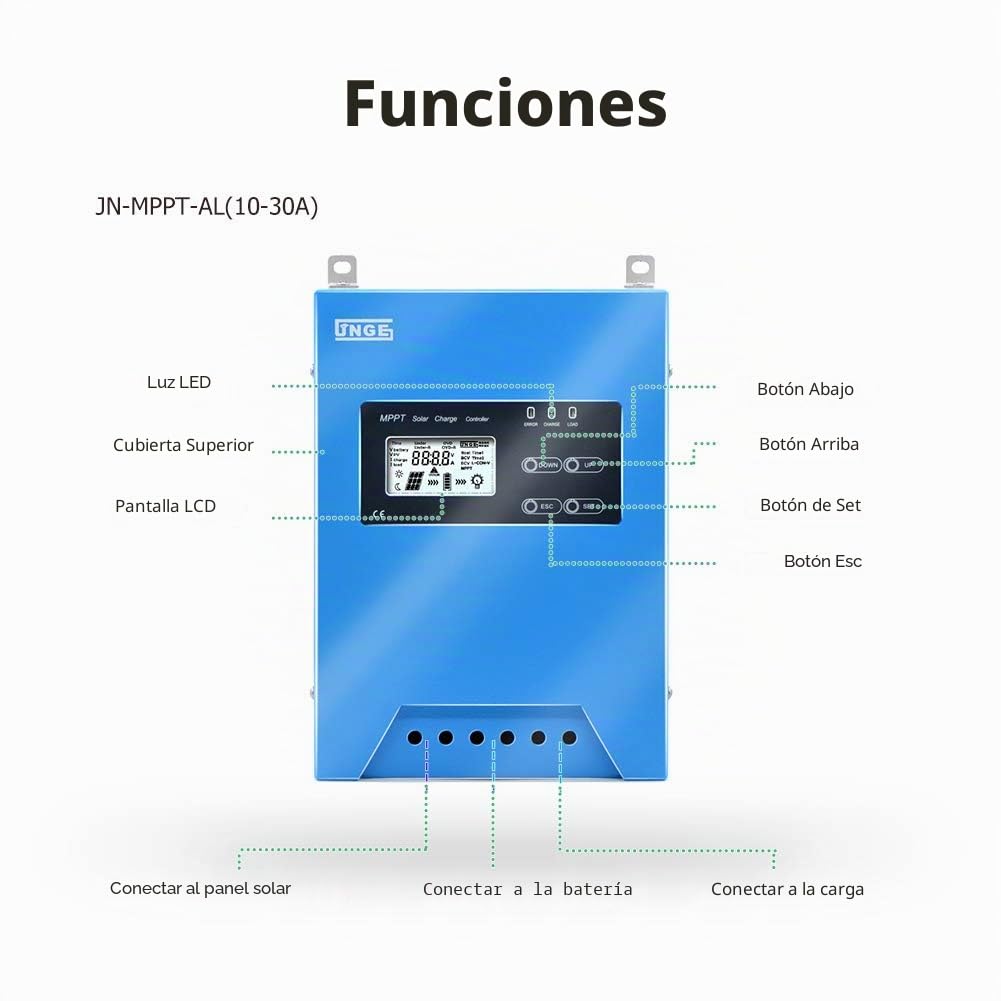 SolaMr MPPT 60A Controlador de Carga Solar 12V/24V/48V Buck Regulador de Batería del Panel Solar con Pantalla LCD Sensor de Temperatura Interfaz RS485 - 60A