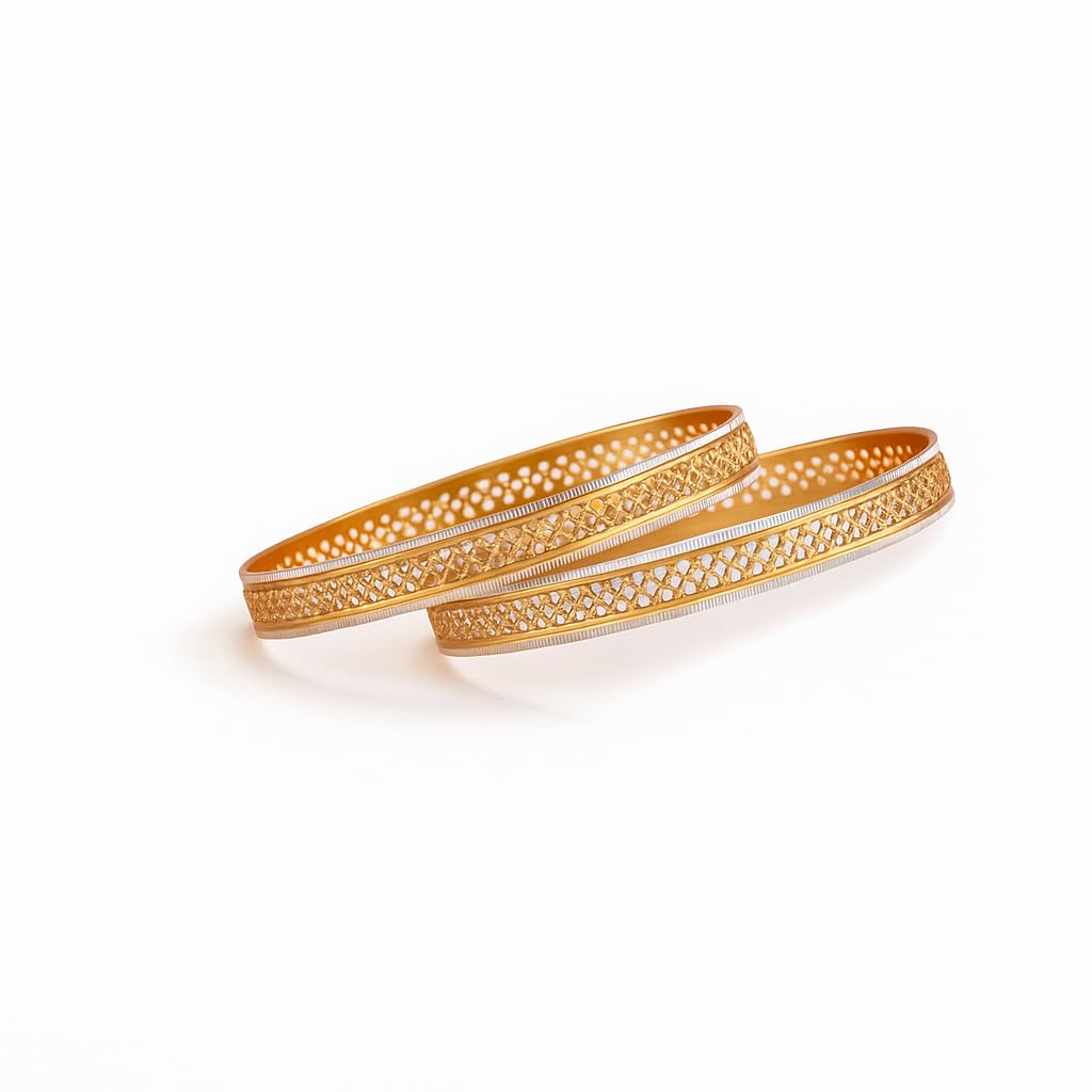 Stunning Imitation Gold-Plated Decorative Cutwork Bangles-image-38