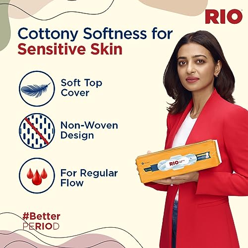 Image of RIO Cottony Soft Sanitary Pads for women, XL size, 28 Pads, Rash-Free For Sensitive Skin, Wide Back, Sturdy Wings | 230mm for teenage girls
