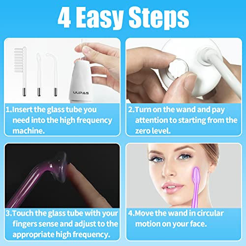 High Frequency Facial Wand-Uupas Portable Handheld High Frequency Facial Machine Skin Facial Wand With 4 Violet Tubes #TOP5