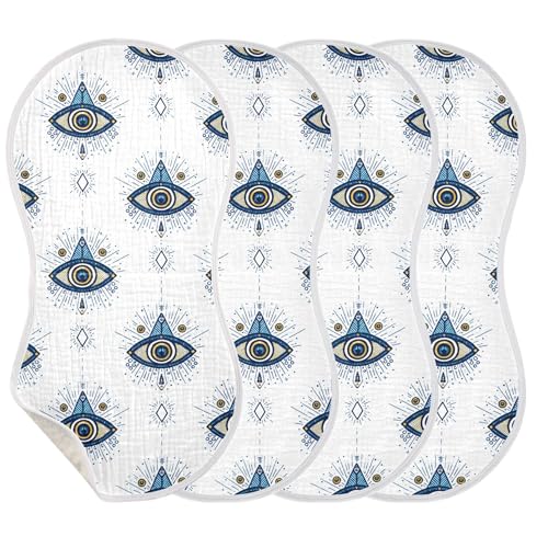 xigua Boho Eyes Muslin Baby Burp Cloths Set of 2, Super Soft & Absorbent Burping Rags, Cotton Burp Clothes Shower Gift for Newborn, Baby Girls and Boys3