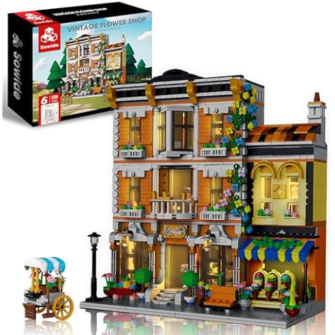 Flower Shop Building Set, Garden House Building Blocks Toy with LED Light, Building Blocks Architecture Set for Adults and Kids（1786 Pieces） Cover