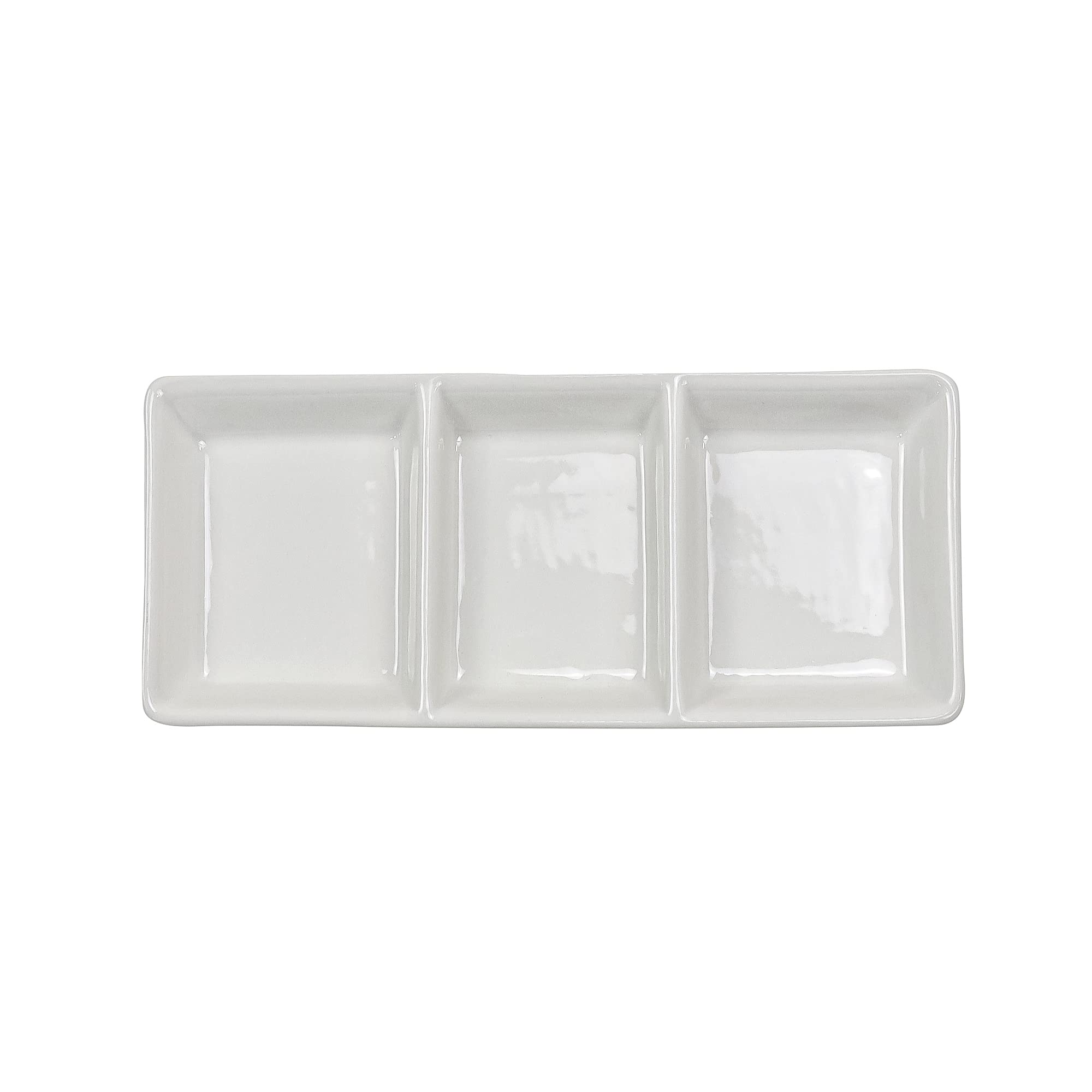 Winds Trading Porceletta Porcelain Rectangular Compartment Dish, Ivory, 7-Inch Size, 08-227