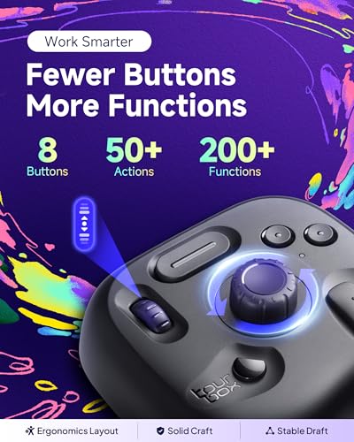 TourBox Lite Bluetooth - Compact Editing Keyboard, Artists Drawing Tablet Keypad, Works with Clip Studio Paint & More, Creative Console with Custom Software, Cable, Travel Bag - Wireless Kit