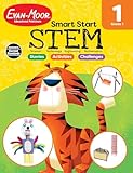 Evan-Moor Smart Start STEM Workbook, Grade 1, Science, Technology, Engineering, Math, Hands On Activities, Problem Solving, Critical Thinking, Fine Motor Skills, Sequencing, Animals, Homeschool