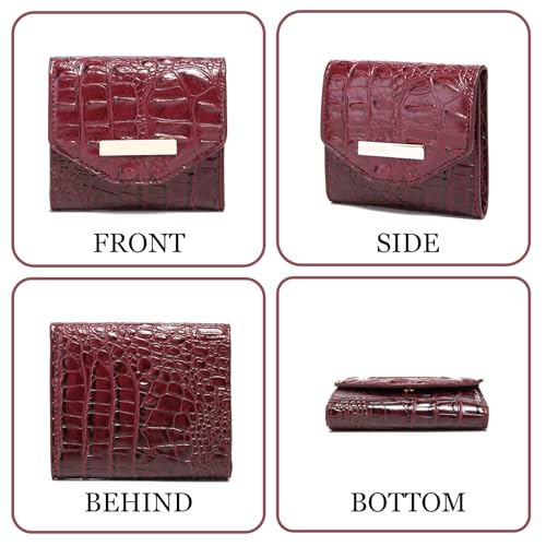Crocodile Small Wallets Short Vintage Leather Credit Card Holder Luxury Clutch Mini Coin Purse for Women3