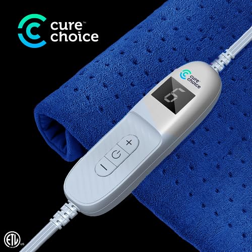 Cure Choice® XL Heating Pad 12"x24" Electric Heating Pad for Back Pain Relief & Cramps, 10 Fast Heat Settings, 2H Auto Shut-Off, Ultra Soft Microplush Moist Heating Pad, Machine Washable (Royal Blue) - Thumbnail 7