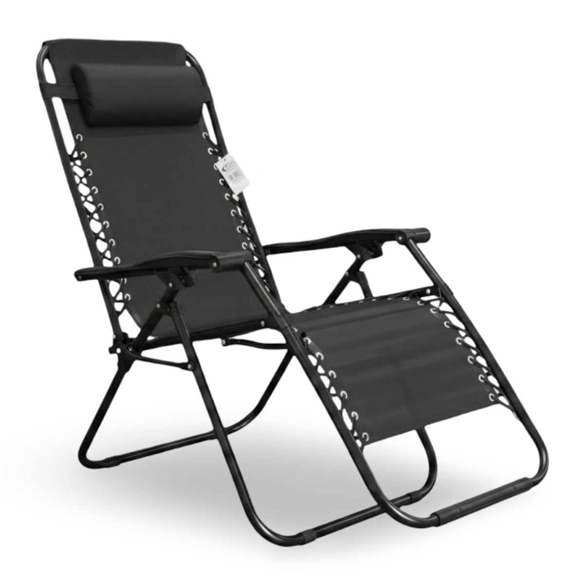 Sicignano Chaise longue pliante réglable de jardin en acier peint et textile avec appuie-tête 65 x 63 x 110 h cm (6, anthracite)