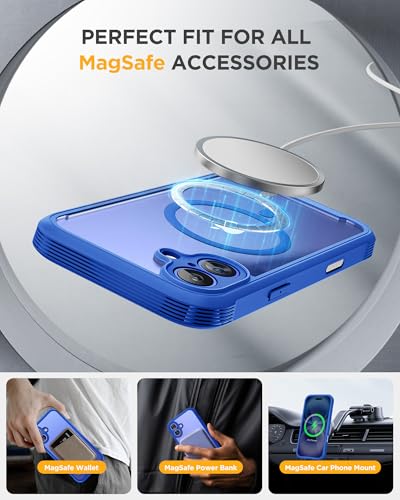 Image of Miracase for iPhone 16 Case 6.1'', [Bubble Free] Full-Body Bumper Phone case with Built-in Full Glass Screen &Lens Protector,No Gap,Compatible with MagSafe,Drop Proof 16 Cover,Blue