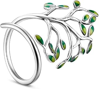 SHEGRACE Women's Tree of Life Ring in 925 Sterling Silver Modern Extraordinary Tree Brandille Finger Ring Adjustable Cuff Ring, Gift for Mother