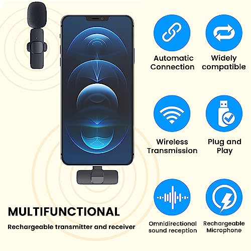 Sudopo Wireless Lavalier Microphone For Iphone Ipad - Professional Video Recording Lav Mic - Cordless Double Mics Plug And Pick - 2 Clip-On Microphones For Youtube Interview Vlog Livestream & Podcast #TOP1