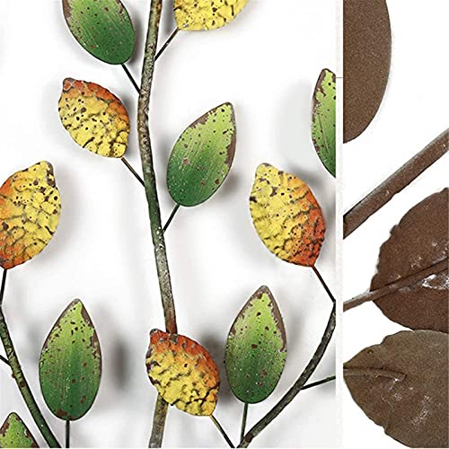 Xzgden Wall Decorations, Tree Of Life Metal Wall Art，Realistic Branches And Green And Yellow Leaves Wall Decoration，French Village Wall Ornament Pendant Home Décor Garden Wall Sculpture (Color : B) #TOP4