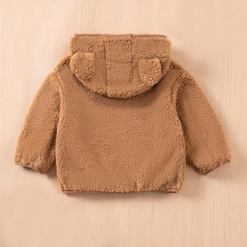 Beessbest Kids Girls' Zip Up Fuzzy Fleece Jacket Cute Teddy Coat Ultra Soft Bear Ears Hoodie Sweatshirt Toddler Winter Coat4