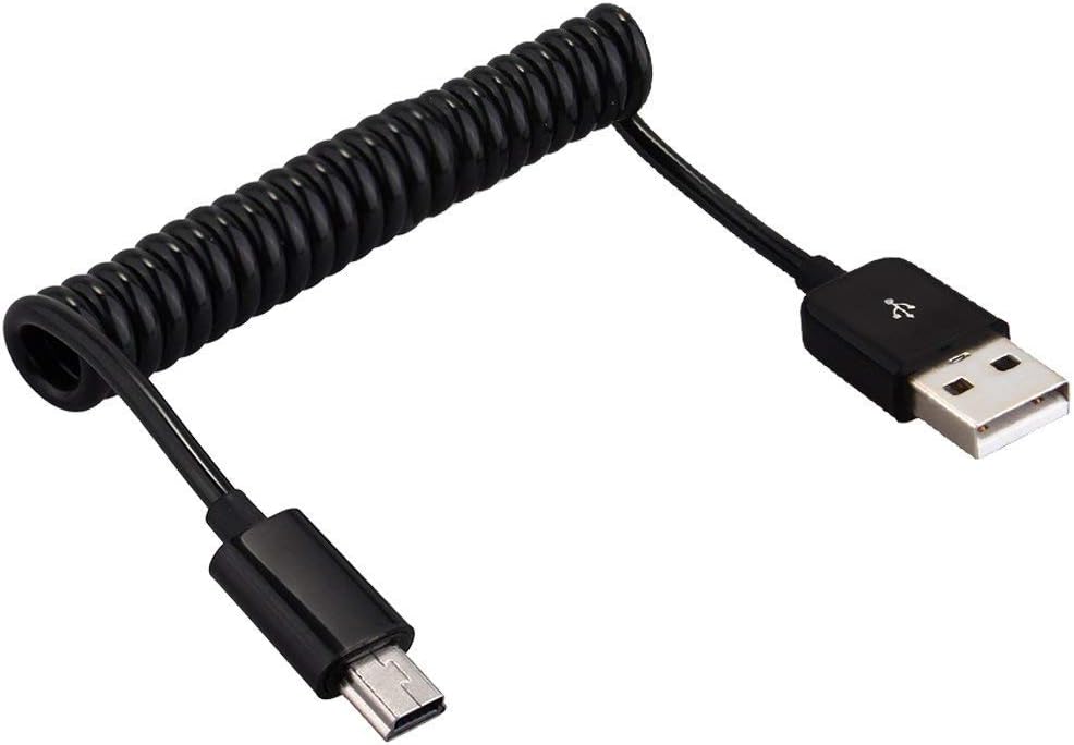 USB 2.0 Type A Male to Mini Expansion Spring Coiled Cable 4-36inch Standard Spiral Flexible Extension for Printers, Cameras, Mouse, Cell Phone