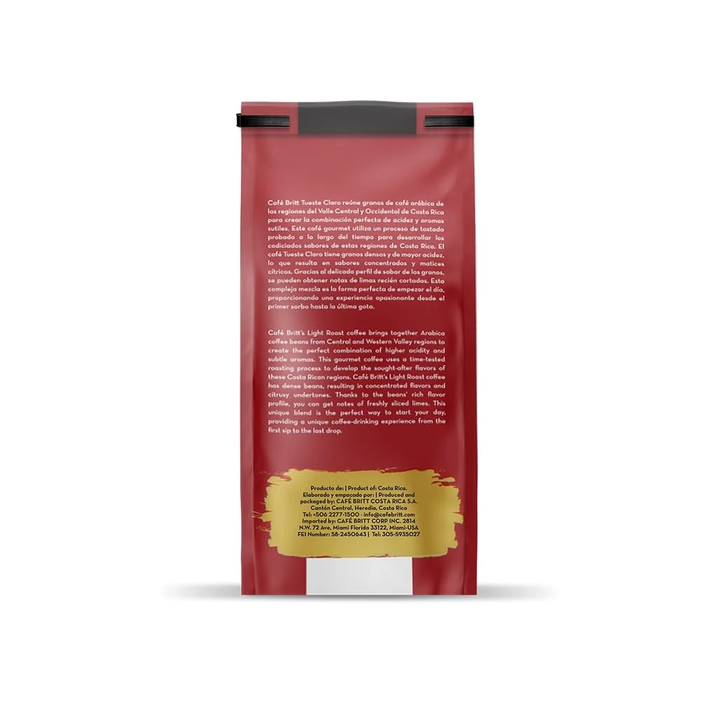 Café Britt® – Café costaricain à torréfaction légère (300 ml) (lot de 3) – Café entier, arabica, casher, sans gluten, 100 % gourmand et torréfaction légère