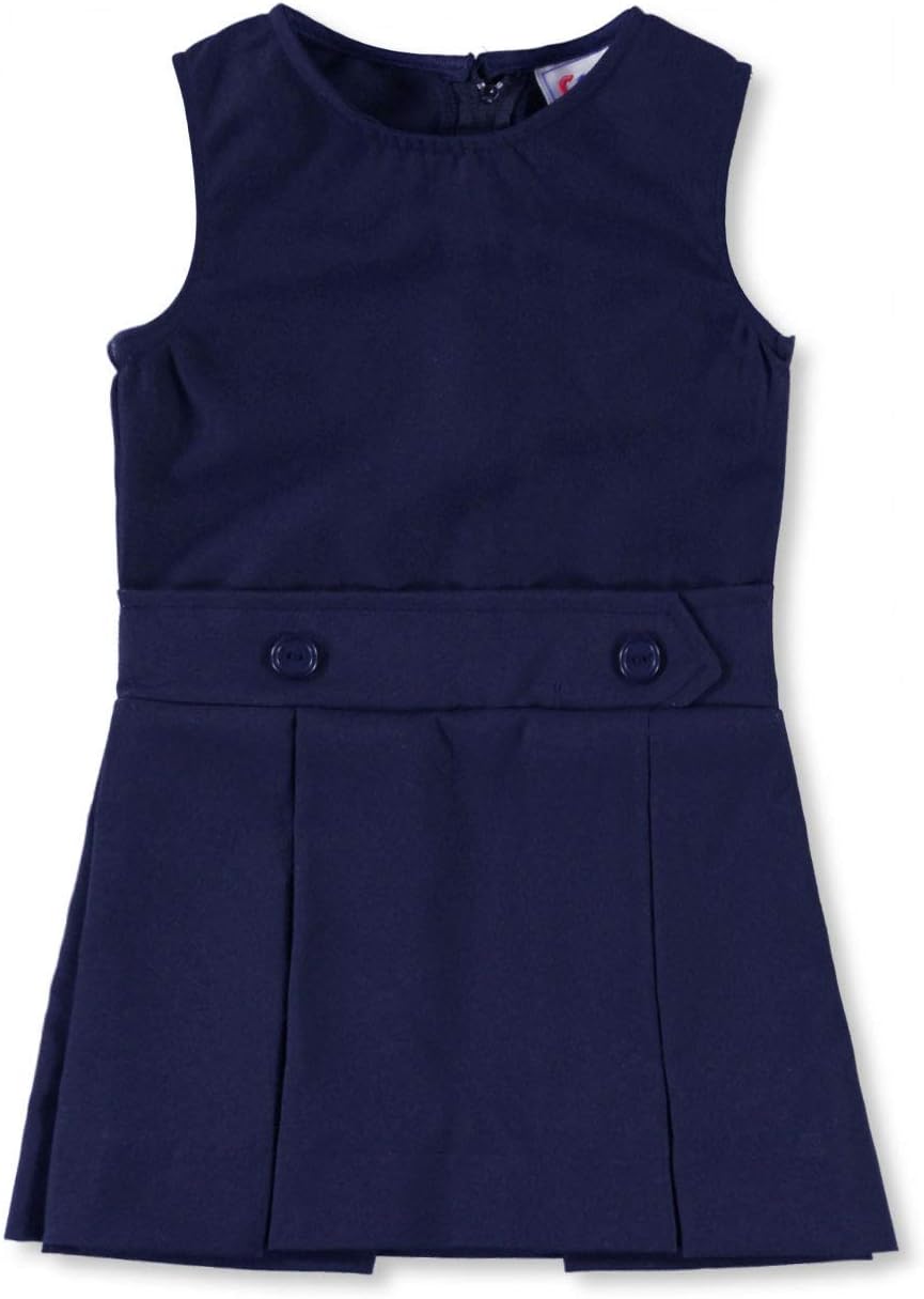 Cookie's Little Girls' Bib Front Jumper with Kick Pleats (Sizes 2-6X) - Navy,