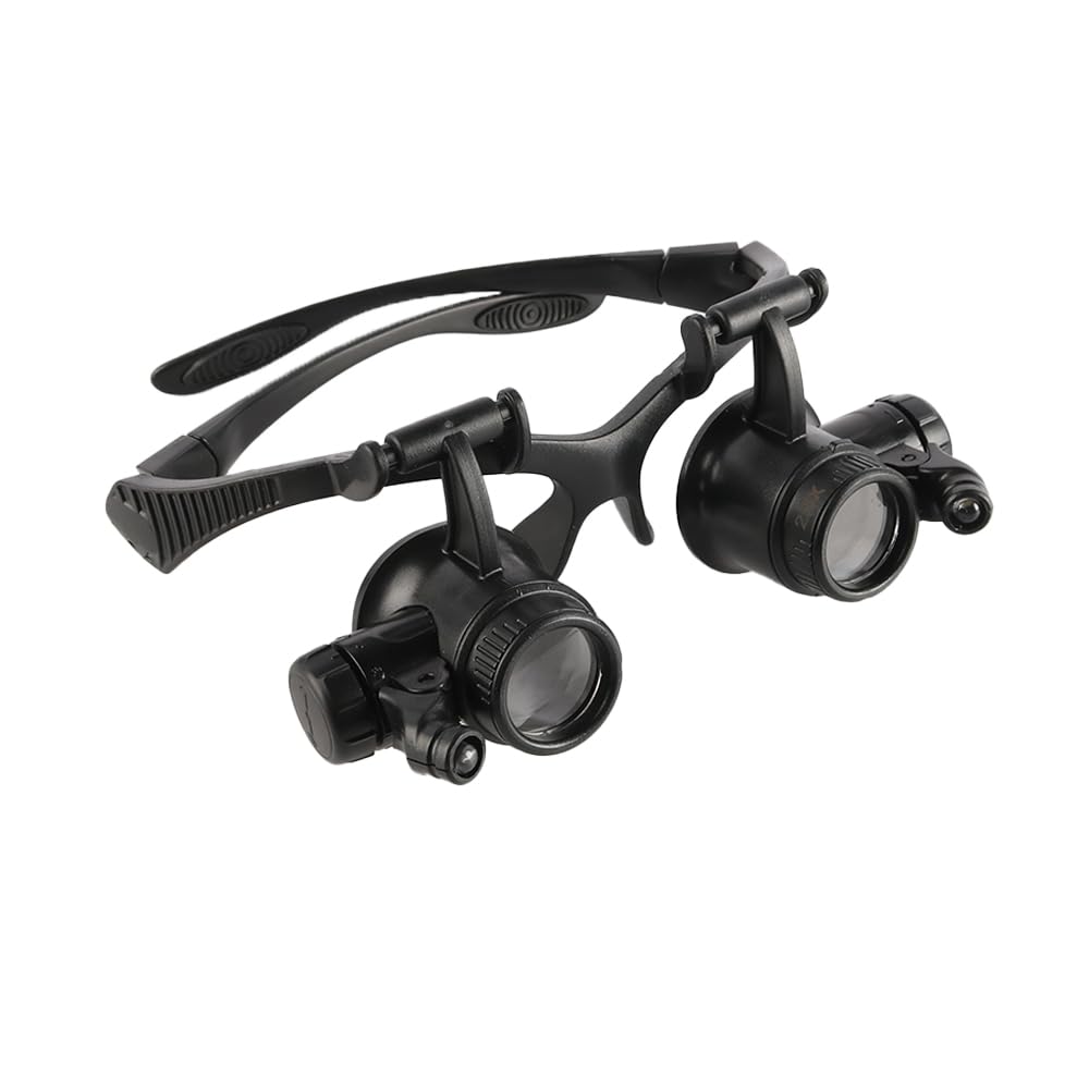 Sarini Watchmakers Magnifying Glasses Headband with 2 Lights Jewelry and Watch Repair Magnifier 16 Detachable Lenses (2.5X-25X Magnification) Double Eye Magnifier - Image 3