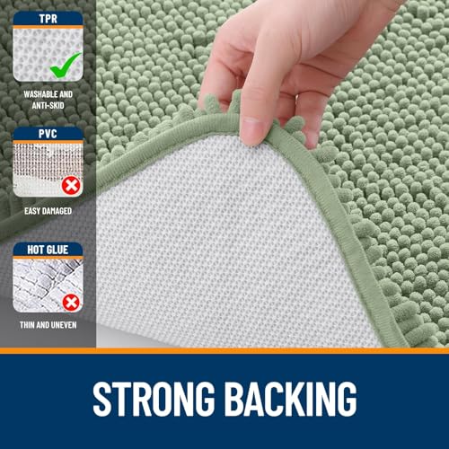 Image of OLANLY Bathroom Rugs Sets 2 Piece, Soft Absorbent Chenille Bath Mats Area Rug Set, Non-Slip, Quick Dry, Machine Washable Bath Mats for Bathroom, Home Decor Accessories (30 inchx20 inch+24 inchx16 inch, Sage Green)