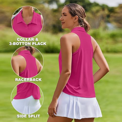Image of PINSPARK Women's Golf Shirt Racerback UPF 50+ Tennis Tank Top with Collar