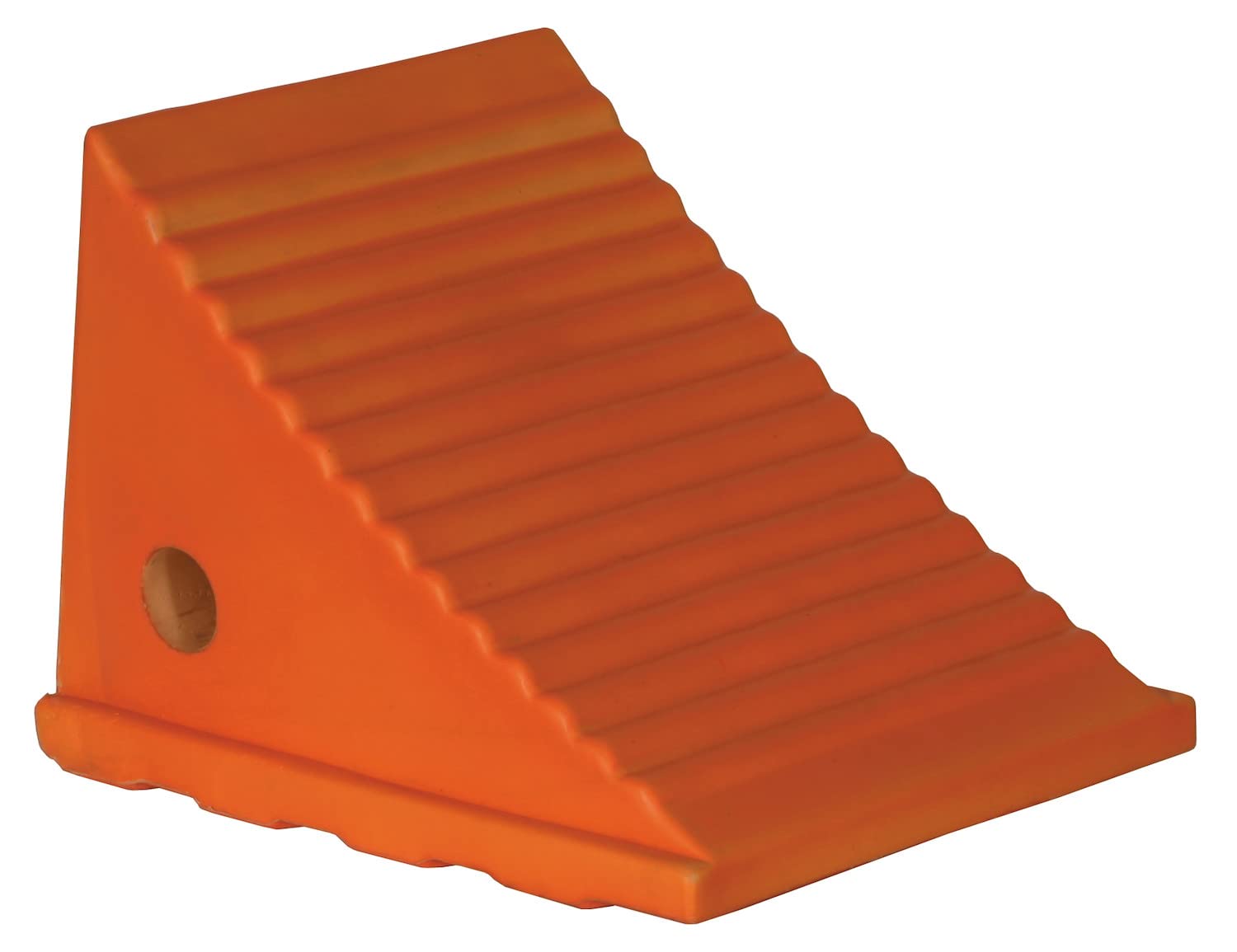 Buyers Products WC8118 Orange Polyurethane Wheel Chock, 8.69 x 11.25 x 8.13 Inch, Lightweight and Semi Rigid with Mounting Holes, Ideal for Industrial and Agricultural Vehicle Maintenance and Storage