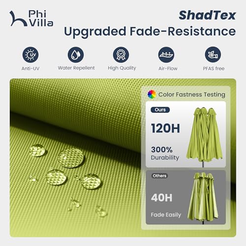 Image of PHI VILLA 15ft Large Outdoor Patio Umbrella with Base Included, Lime Green