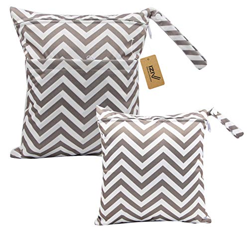 iZiv 2 Pack Bébé Sacs à Couche Lavable Réutilisable Imperméable, Sac Nappy, Sac de Couche à Langer Suspendre Lavable et Imperméable Réutilisable Organisateur, Double Fermeture à Glissière Impression