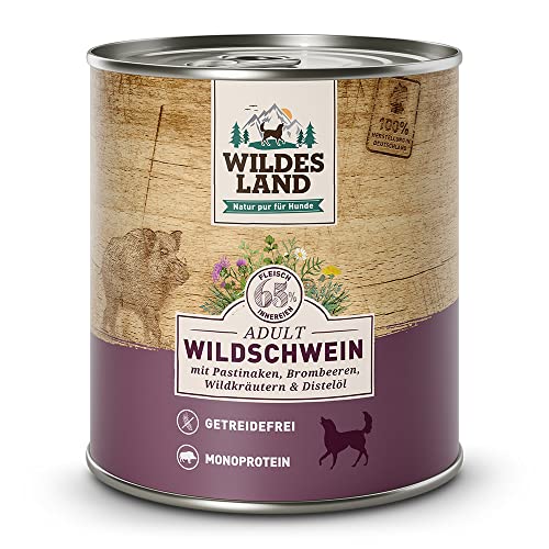 Wildes Land - Adult Wildschwein - 6 x 800 g - Nassfutter - Hundefutter