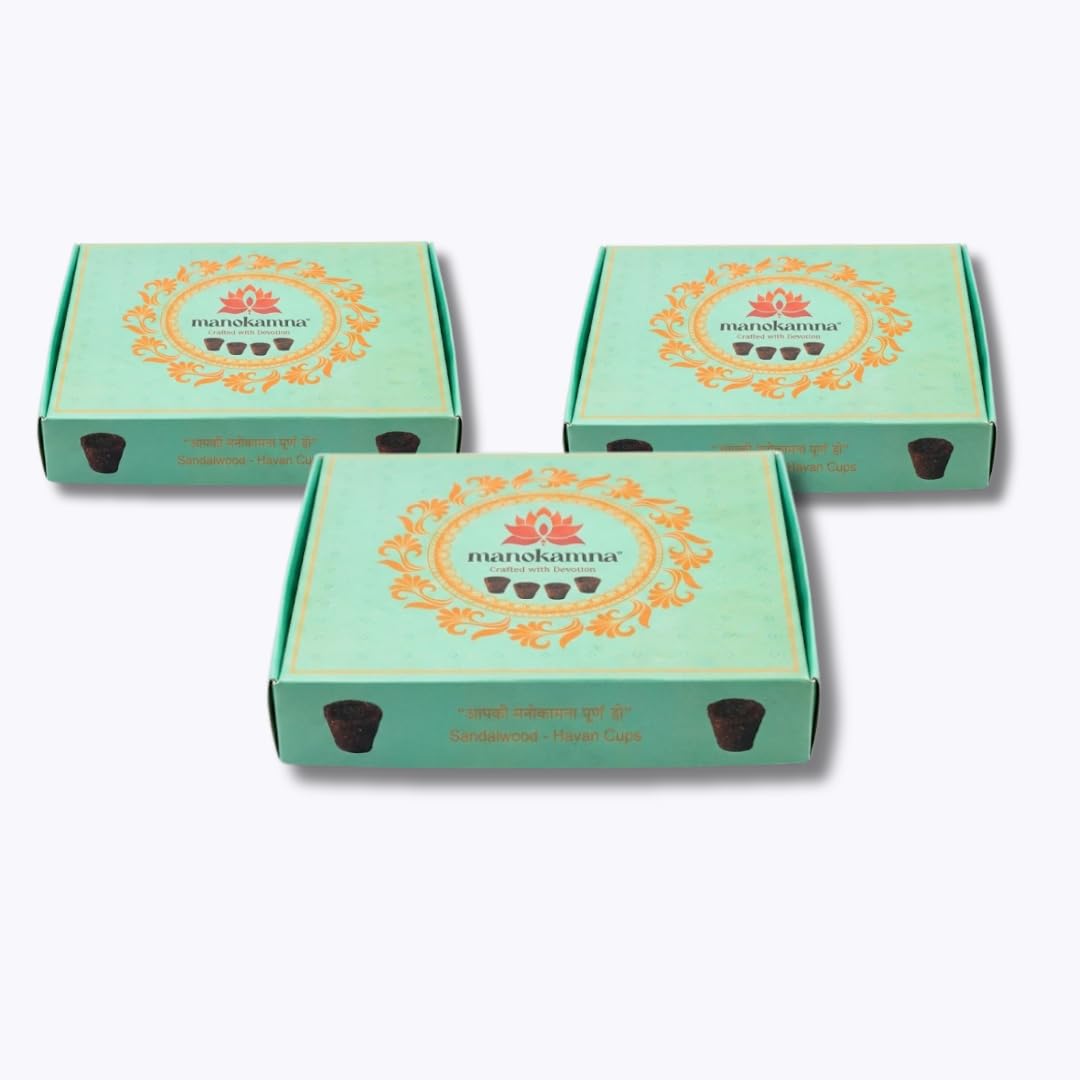 Manokamna Cow Dung Havan Cups – 100% Natural Ingredients for Spiritual Cleansing and Daily Rituals | Traditional Havan Cups – Handcrafted Sambrani Dhoop Cups for Home and Puja (Sandalwood Pack of 3)-image-30