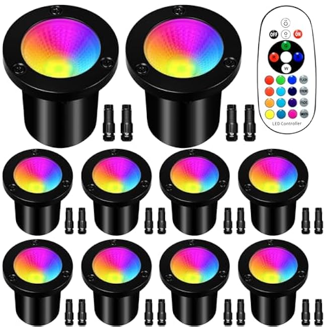 Low Voltage Landscape Lighting 10W RGB Landscape Lights Color Changing In-Ground Lights