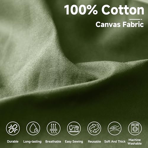 Premium Olive Green 100% Cotton Canvas Fabric - 10oz Medium Weight, 59 Inch by the Yard for Sewing, Crafts, Painting, and Home Decor 3 Premium Olive Green 100% Cotton Canvas Fabric - 10oz Medium Weight, 59 Inch by the Yard for Sewing, Crafts, Painting, and Home Decor - Image 2