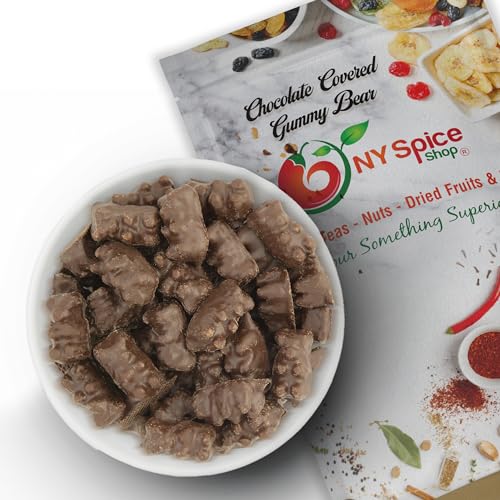 NY SPICE SHOP Chocolate Covered Gummy Bear Candies - Gourmet Milk Chocolate Covered Gummi Bears - Bulk Candy - Chocolate Covered Gummy Bears - Parties, Snacks, Candy Buffets, etc. 8 Oz. (Ounce)