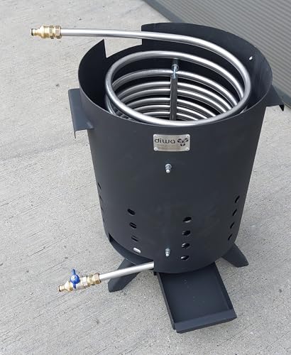 Poolheizung Feuertonne mit 15m Spirale Edelstahlrohr 18x1mm AISI 316L mit Gardena Anschluss