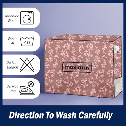 Image of Digital Print Split AC Cover Set for 1.5 Ton Indoor & Outdoor Units - Dustproof & Water Resistant Protection (Leaf Peach)