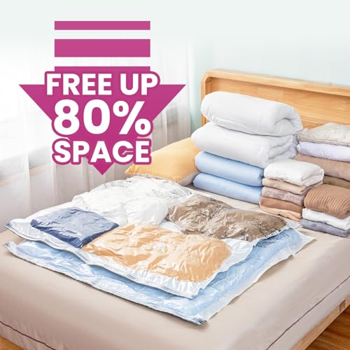 Image of TAILI Vacuum Storage Bags 8 Pack, XXL Jumbo Size 47x39 Inch, Cream | XXL Large Vacuum Seal Bags for Clothing, Huge Space for Bedding, Comforters, Pillows, Toy, Save More Closet Space