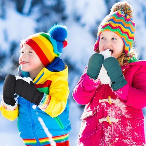Image of Geyoga 4 Pairs Kids Mittens Waterproof Ski Gloves Boys Girl Warm Snow Winter Mittens for Kids Toddler Outdoor Activities