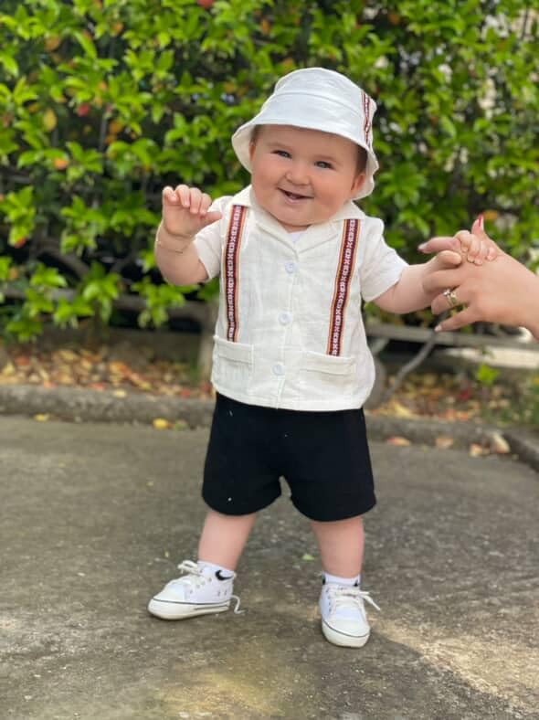 Toddler Baby Boy Summer Outfit Embroidered Mexican Guayabera Shorts Set with Hat3