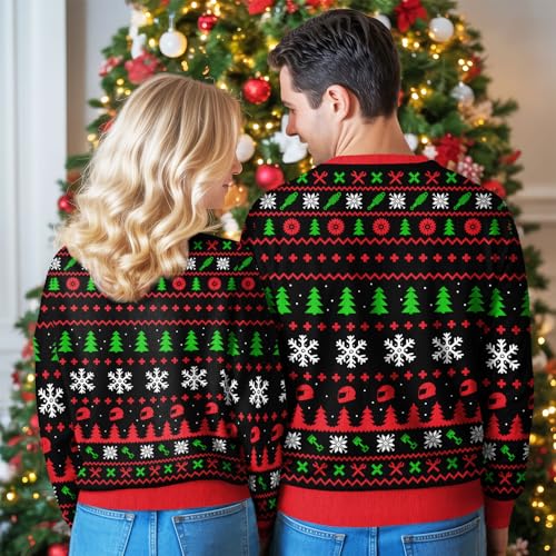 Image of 99TIMORO Motorcycle Ugly Christmas Sweater for Men and Women, Holiday Pullover Novelty Crewneck Sweatshirt, Festive Outfit Gift