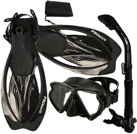 Promate Snorkeling Matrix Mask Dry Snorkel Fins Mesh Bag Set