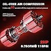 12 Gallon Ultra Quiet Air Compressor with 2 Quick Couplers 2HP 8.75 CFM, Max 115 PSI Pressure Oil-Free Air Compressor Tank, 70dB Quiet Compressor for Auto Repair, Tire Inflation 110V/60hz