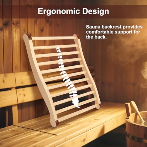 Sauna Backrest 2 Pack, Natural Pine Ergonomic S-Shape Sauna Back Rest,with Non-Slip Pads Infrared Sauna Accessories - Image 3