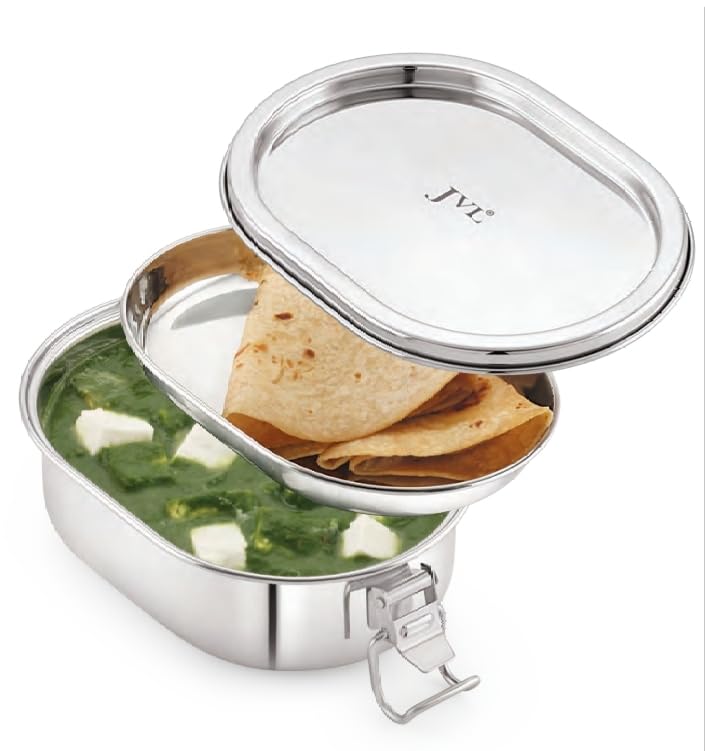 JVL Stainless Steel Leakproof Lunch Box for Kids , Single Layer Tiffin Box for School and Office use with Inner Plate - Capsule - Mini Size - - Approximately 500ml (B0BMGBBX3L) Amazon Price History, Amazon Price Tracker