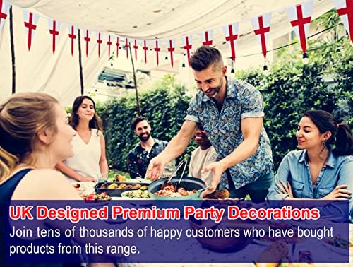 Premium Reusable England Bunting - World Cup Bunting 2022 - Bunting Outdoor Waterproof - World Cup Football 2022, World Cup Decorations 2022 - St Georges Bunting Outdoor (46 Ft, 42 England Flags)