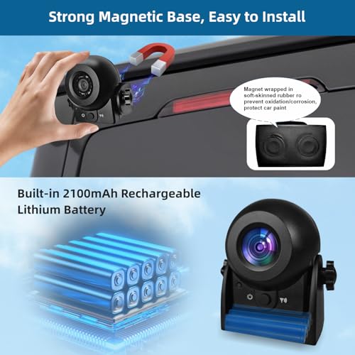 Uzone Rückfahrkamera Kabellos,Nachtsicht,IP68 Wasserdicht,Magnetisch,WiFi Rückfahrkamera Auto...