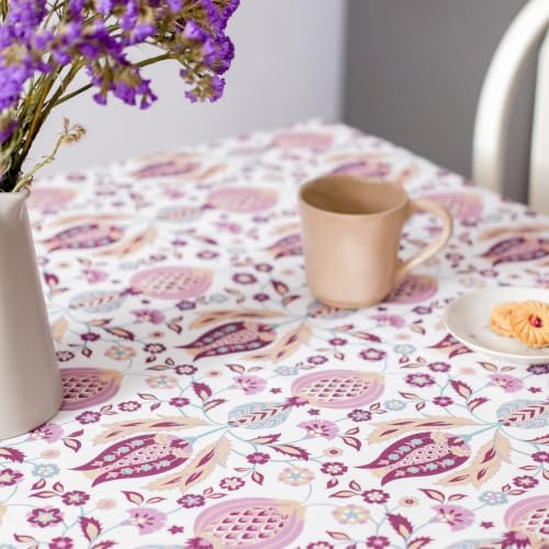 Image of THE YARD HOUSE Wipeable & Anti-Slip Cotton Table Cover for Family Dining, Party. Protects Against Spills, Scratches, Damages (Songs of the Sultan, 60 x 90 inch (Rectangle))