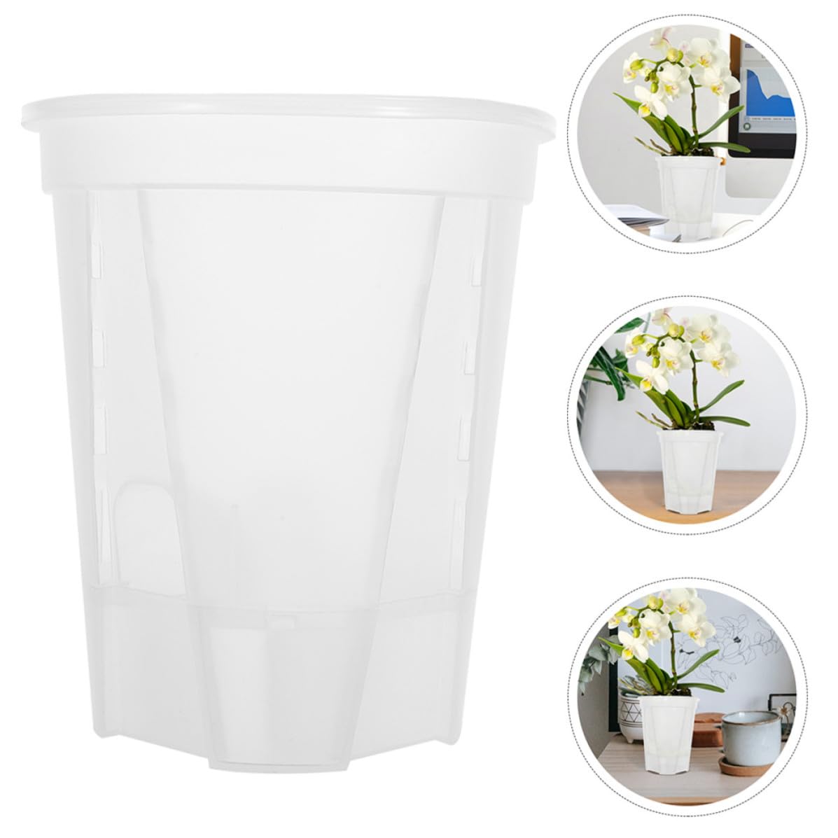 HEMOTON 5 Pièces Pot de Fleurs à Arrosage Automatique en PP Blanc Système Auto-Irrigation pour Orchidées et Plantes, Balcon Jardin, Design Moderne et Gain de Place
