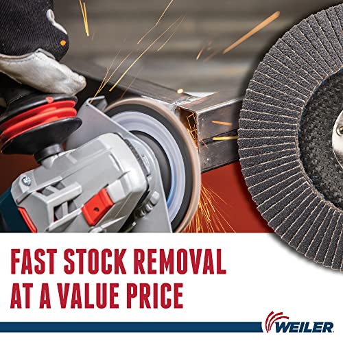 Image of Weiler 31352 Wolverine 4-1 /2 inch x 5 /8 inch-11 UNC NUT Abrasive Flap Disc, 80 Grit Zirconia Alumina, Bevel Type 29, Phenolic Backing, Standard Density