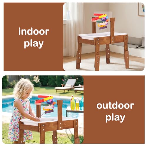PHOKID Sand and Water Table for Toddlers,Wooden Sensory Play Activity Table,2 Sensory Bins, Acrylic Board & Water Track Toys,Montessori Kids Tables Learning Toy for Age 3+,Orignal Cedar Wood - Image 3