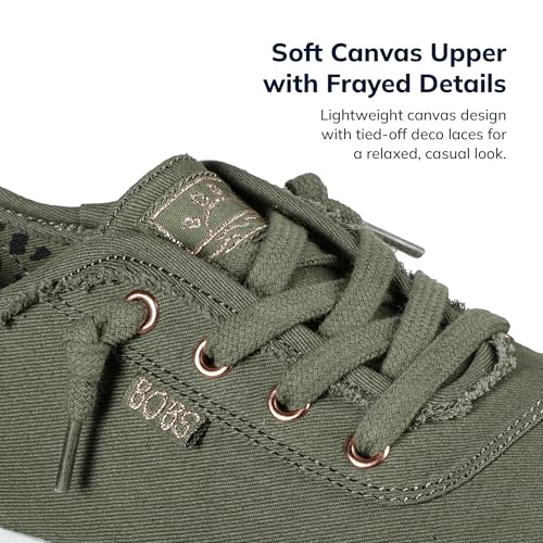 Skechers Women's Bobs B Cute Sneaker – Memory Foam, Flexible Outsole, Lightweight Vegan Shoes, Olive, 8